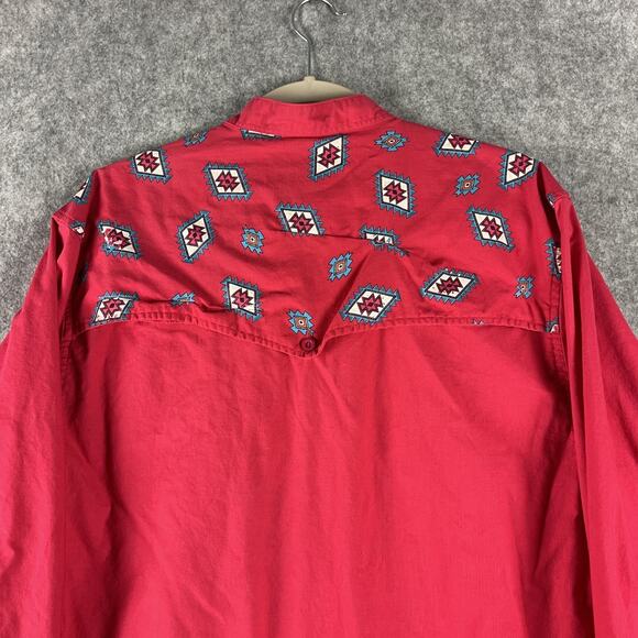 Vintage Frontier Series Western Shirt Mens 15 15 1/2 Red Band Collar Cowboy FLAW - Picture 8 of 15